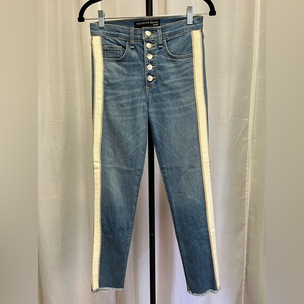Veronica Beard Debbie 10” skinny tuxedo side , raw hem | size 25/0